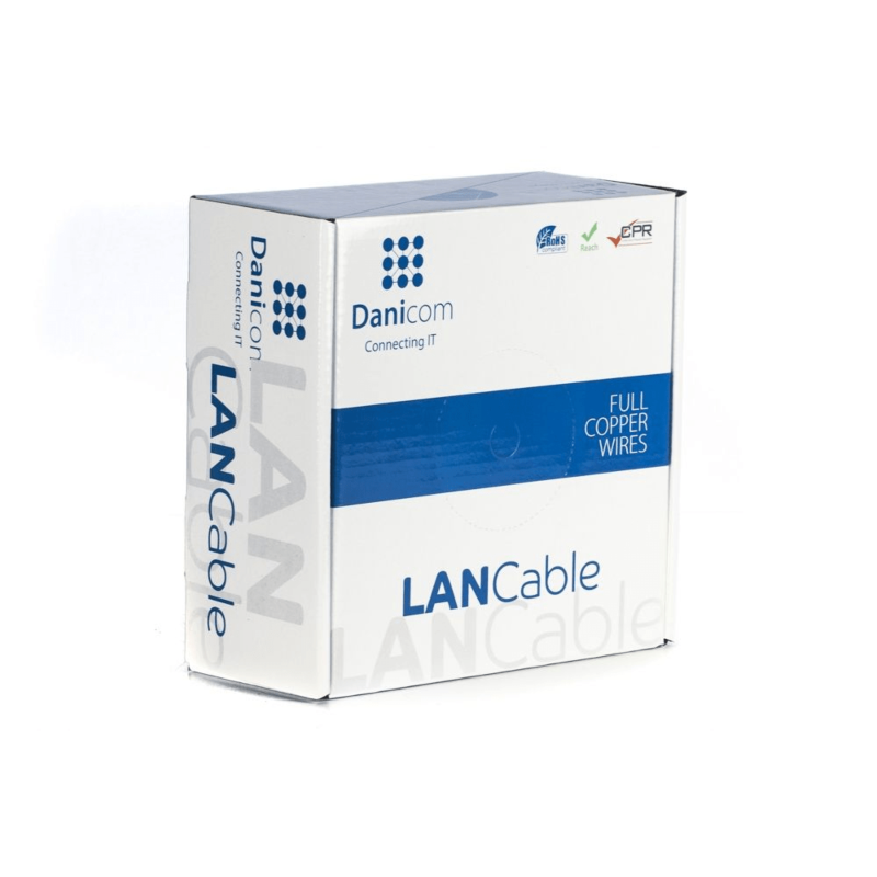 Rouleau câble rigide extérieur noir DANICOM CAT6A FTP PE (Fca) - 50m