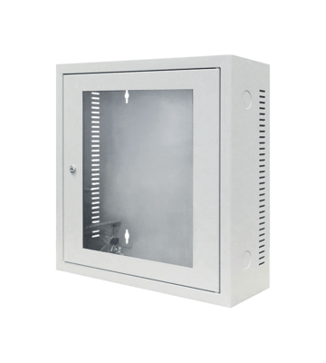 Baie murale blanche 3U avec porte en verre profondeur 185mm 