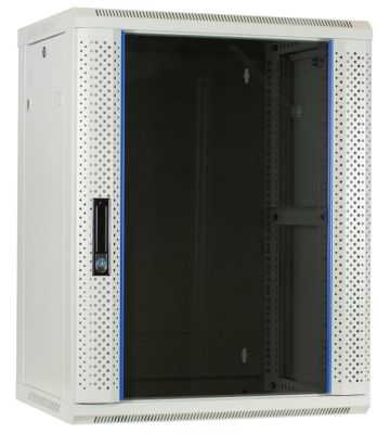 Baie murale blanche 15U avec porte en verre 600x450x770mm
