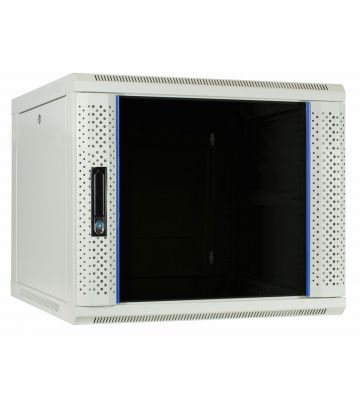 Baie murale blanche 9U avec porte en verre 600x600x500mm
