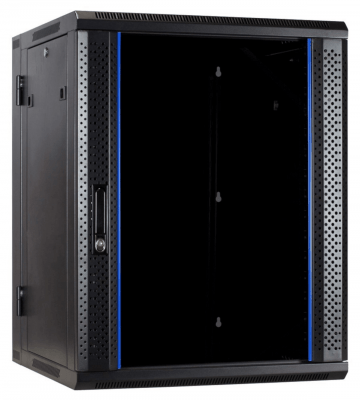 Baie murale 18U (inclinable) avec porte en verre 600x600x1000mm (LxPxH)