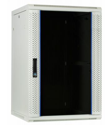 Baie murale blanche 18U avec porte en verre 600x600x900mm