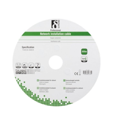 Câble extérieur Alfaco Cat6 F/UTP 305 m, 250 MHz, en bobine, rigide, 100 % cuivre, LSZH (Eca)