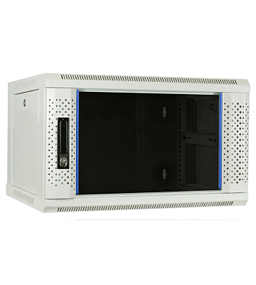 Baie murale blanche 4U avec porte en verre 600x450x280mm (LxPxH)