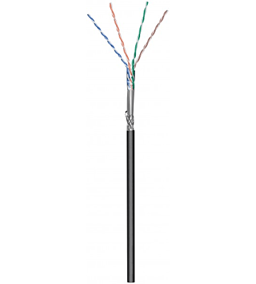 CAT6 S/FTP câble extérieur sur bobine  rigide noir CCA - 305m