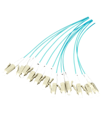 OM3 Fibre de verre Pigtail Turquise LC - 12 pièces