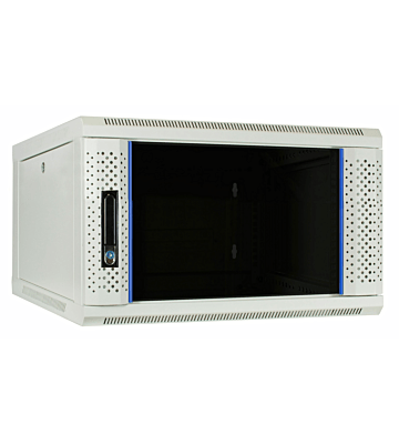 4U Baie murale blanche avec porte en verre 600x600x280mm (LxPxH)