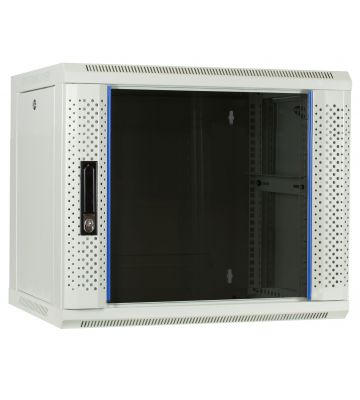 Baie murale blanche 9U avec porte en verre 600x450x500mm