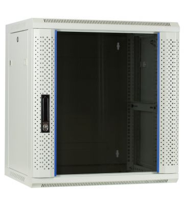 Baie murale blanche 12U avec porte en verre 600x450x635mm