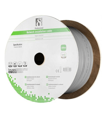 Câble Alfaco Cat6 F/UTP en bobine, rigide, 305 m, gris, LSZH - (Eca)