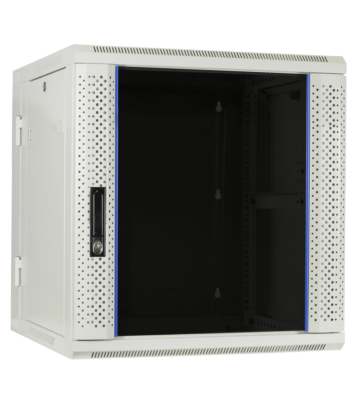 Baie murale 12U blanche (inclinable) avec porte en verre 600x600x635mm