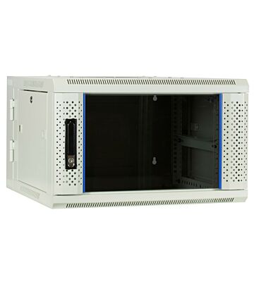 Baie murale 6U blanche (inclinable) avec porte en verre 600x600x368mm