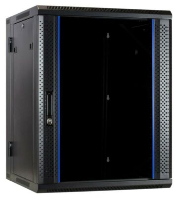 Baie murale 15U (inclinable) avec porte en verre 600x600x770mm