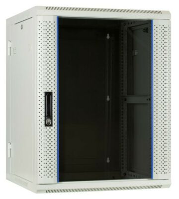 Baie murale blanche 15U (inclinable) avec porte en verre 600x600x770mm