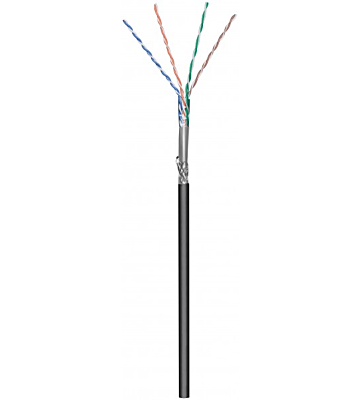 Rouleau câble rigide extérieur noir CAT6 SF/UTP CCA - 50m
