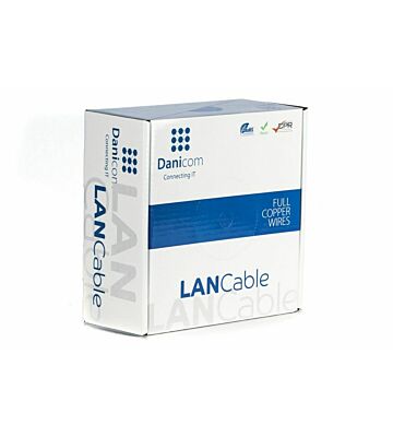 Rouleau câble DANICOM rigide extérieur noir CAT6 UTP PE (FCA) - 100m