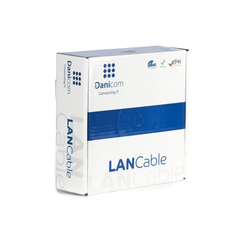 Rouleau câble rigide gris Cat6 S / FTP CCA - 50m