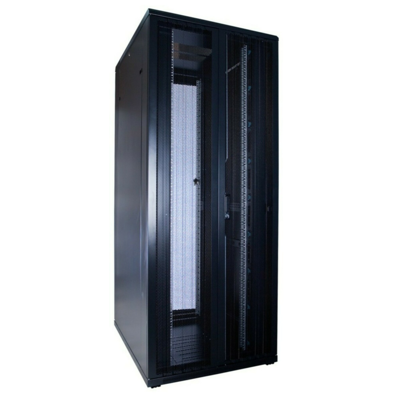 Baie de serveur 42U avec portes avant et arrière doublement perforées 800x1000x2000mm (LxPxH)