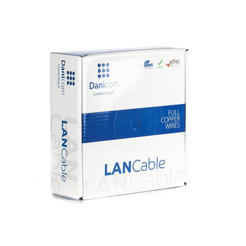 DANICOM CAT6A U/UTP 50m câble sur bobine rigide - LSZH (Dca)