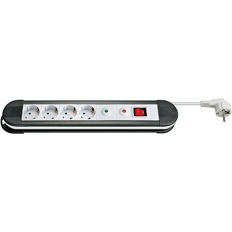 Multiprise avec 4 fiches avec protection surtension 1,50m blanc