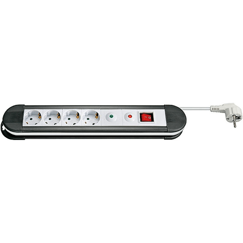 Multiprise avec 4 fiches avec protection surtension 1,50m blanc