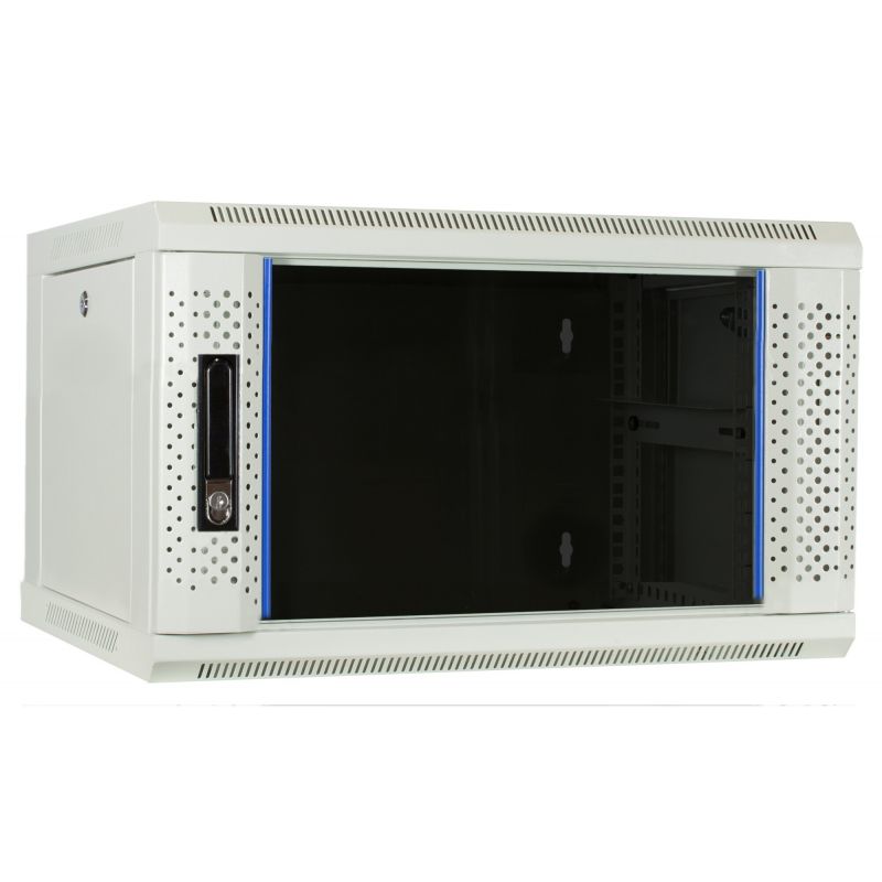 Baie murale blanche 6U avec porte en verre 600x450x368mm