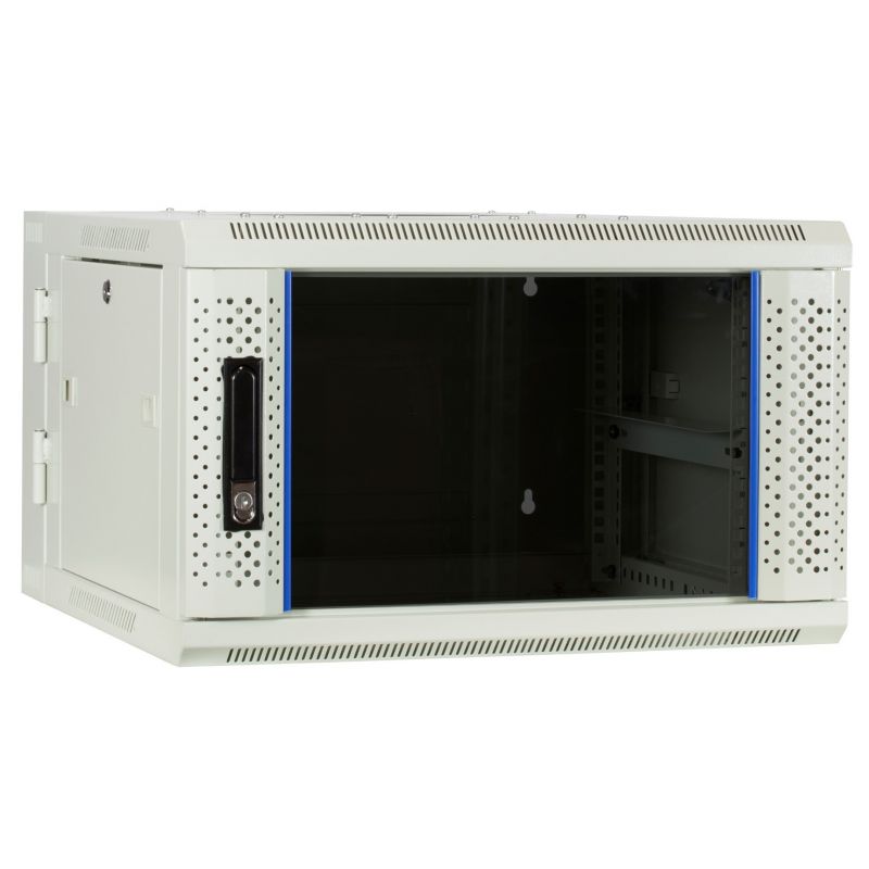 Baie murale 6U blanche (inclinable) avec porte en verre 600x600x368mm