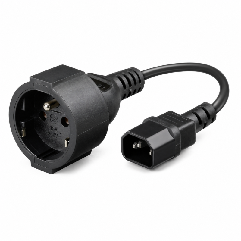 Câble d'alimentation prise secteur vers C14 Type E 0,15 m adaptateur - Terre à broche