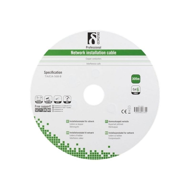 Câble extérieur Alfaco Cat6 F/UTP 305 m, 250 MHz, en bobine, rigide, 100 % cuivre, LSZH (Eca)