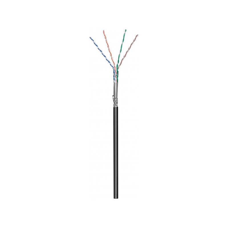 Rouleau câble rigide extérieur noir CAT6 SF/UTP CCA - 50m