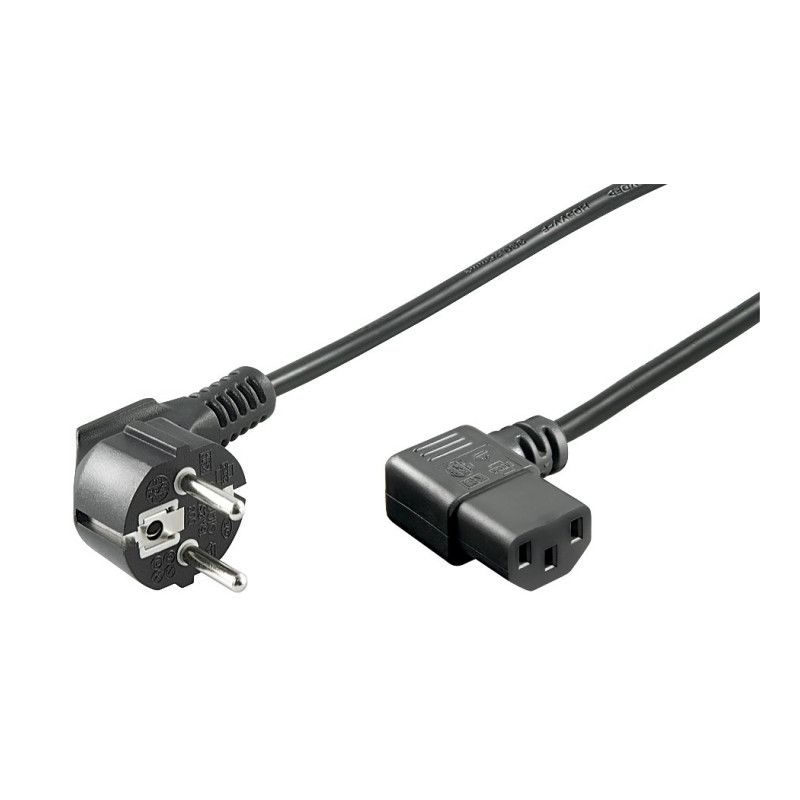 Câble d'alimentation Schuko incliné à C13 coudé 2m noir