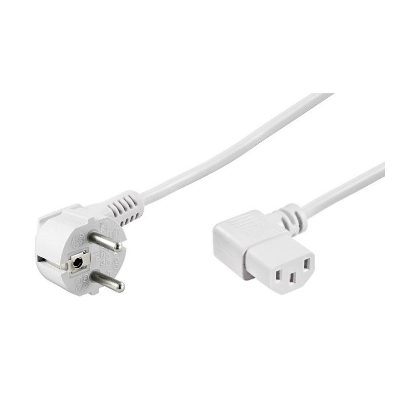 Câble d'alimentation Schuko incliné à C13 coudé 3m Blanc