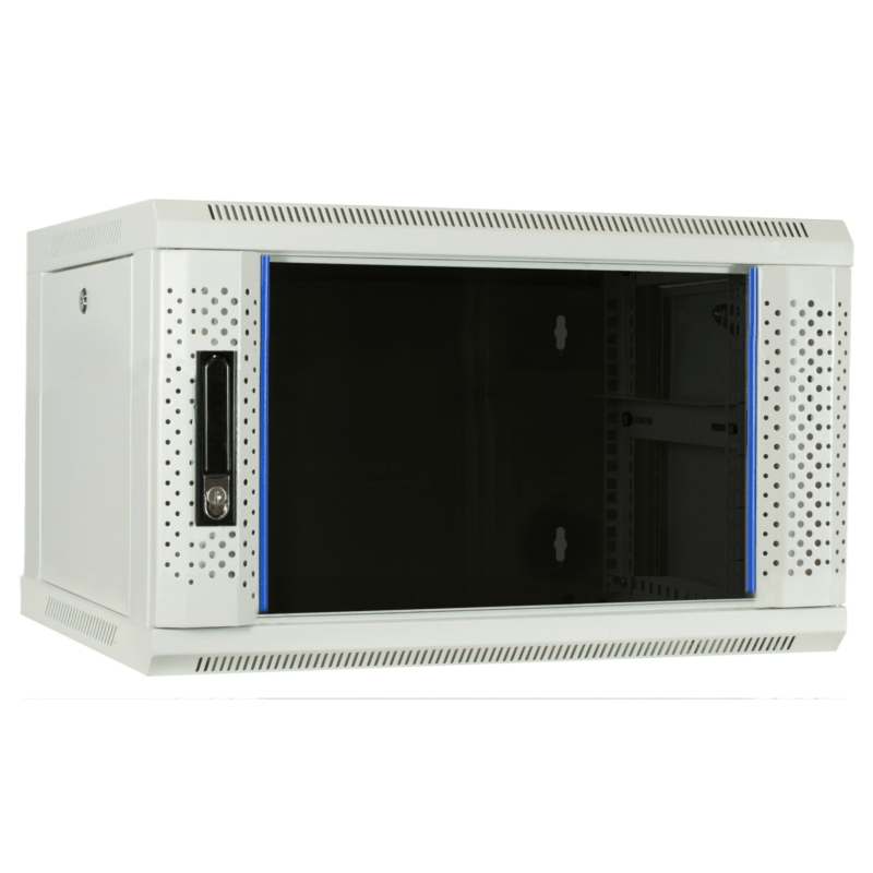Baie murale blanche 4U avec porte en verre 600x450x280mm (LxPxH)