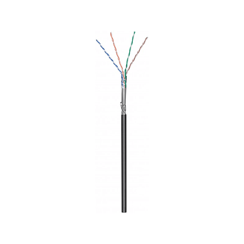 Rouleau câble rigide extérieur noir CAT6 S / FTP CCA - 50m