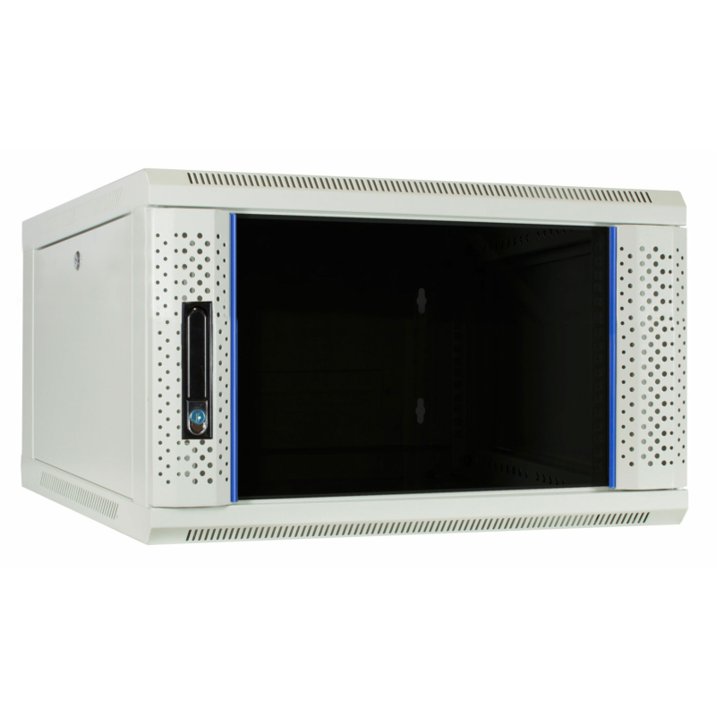4U Baie murale blanche avec porte en verre 600x600x280mm (LxPxH)