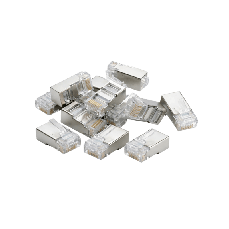 Connecteur RJ45 CAT6 + Pièce auxiliaire - pour câble rigide - blindé - 10 pièces