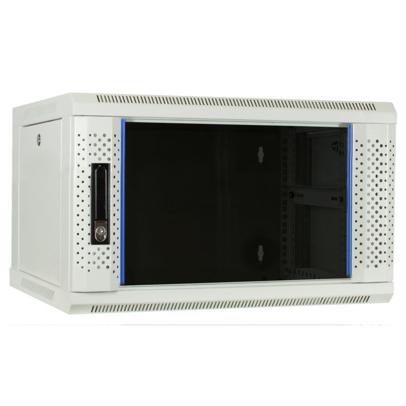 Baie murale blanche 4U avec porte en verre 600x450x280mm (LxPxH)