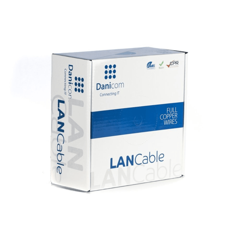 DANICOM CAT7 S/FTP 50 m Câble extérieur rigide sur bobine - PE (Fca)