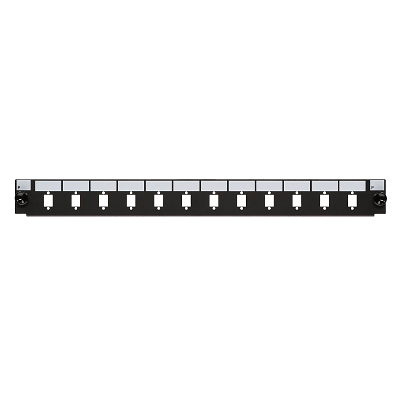 Façade interchangeable pour panneau de brassage LC/SC 12 ports noirs duplex/simplex