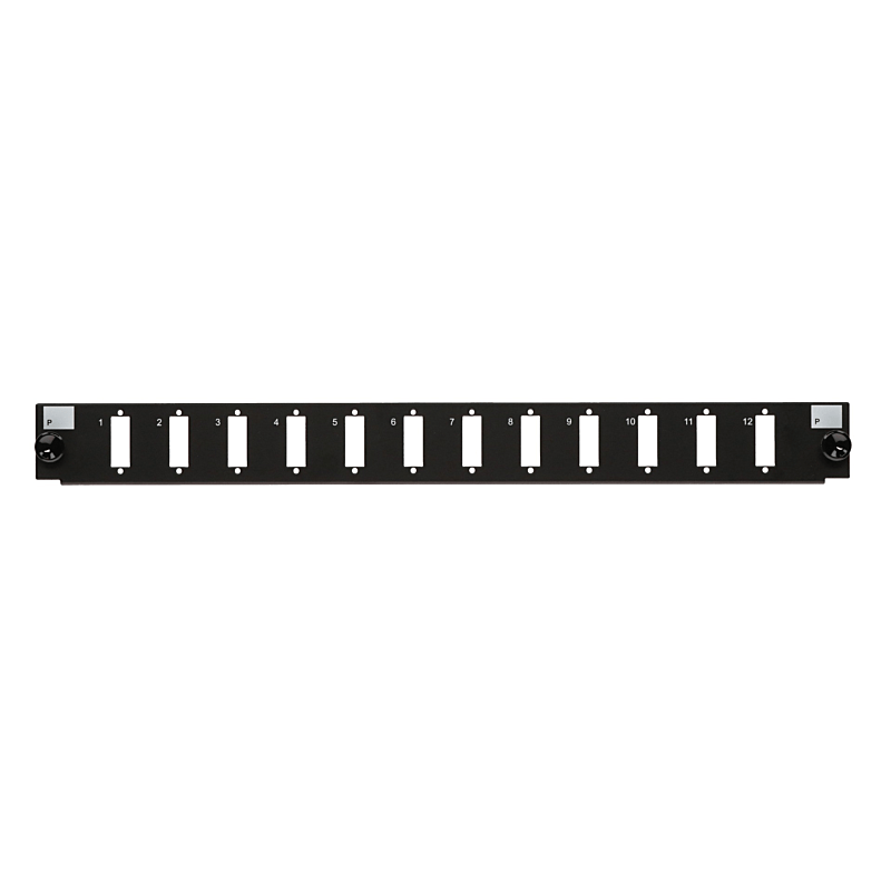 19" Facade interchangeable LC/SC 12 ports noir quadruple/duplex