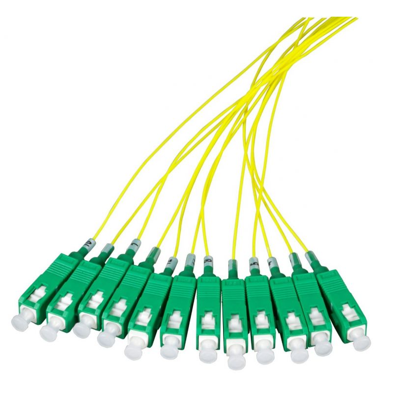 OS2 Fibre de verre Pigtail Jaune SC / APC - 12 pièces
