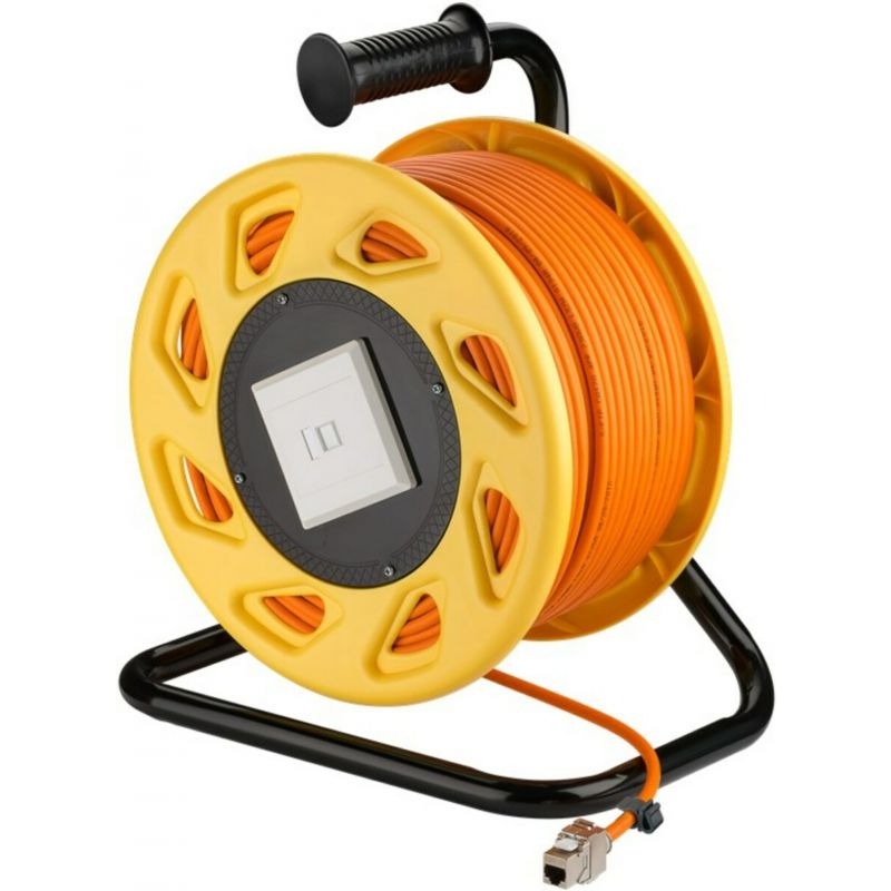 Rallonge enrouleur CAT7 S / FTP avec connecteur CAT6A Keystone - RJ45 - 50 mètres