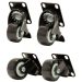 4 roues pour baies de serveur, 2x pivotement et 2x avec frein