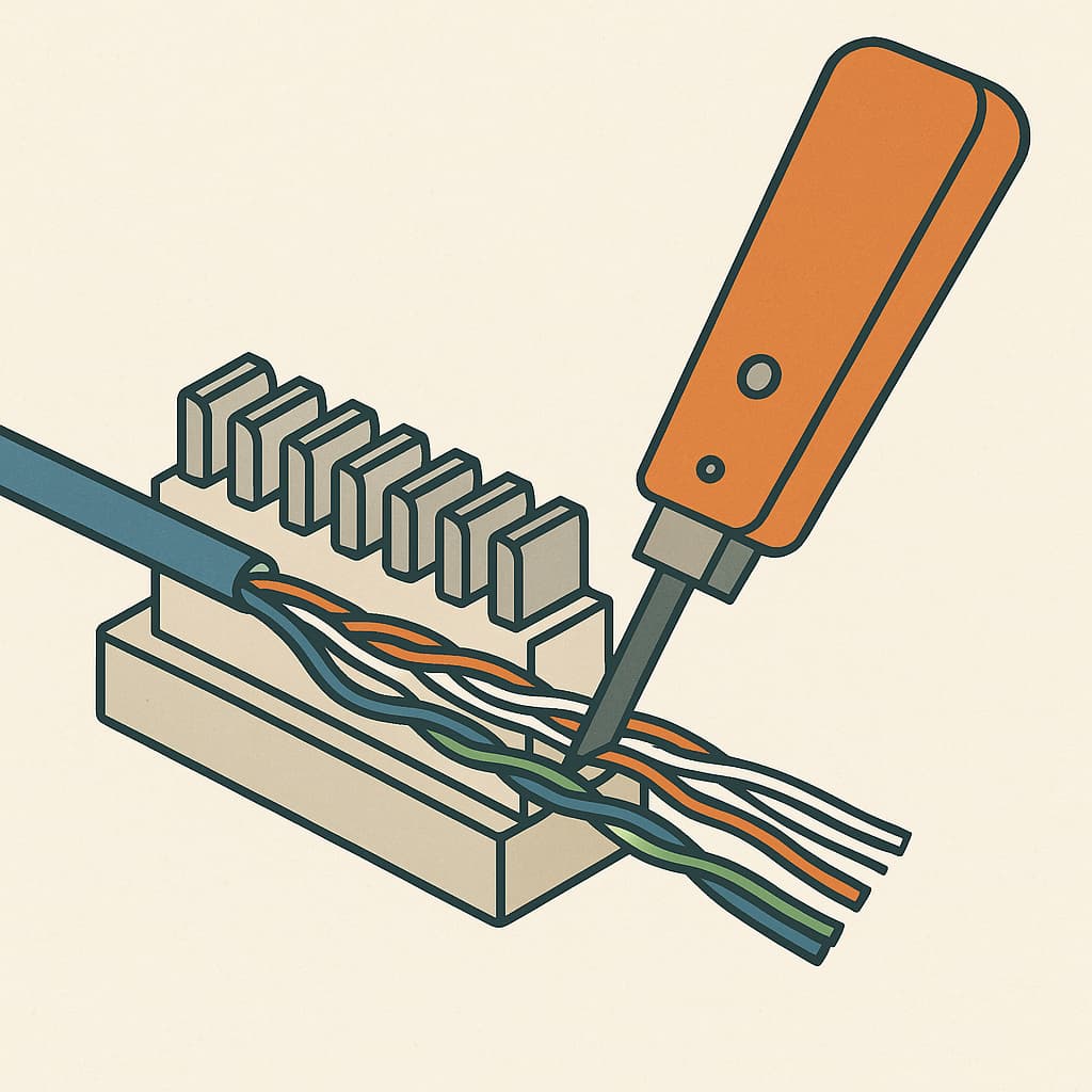 Raccordement d'un câble Ethernet sur un bloc de connexion